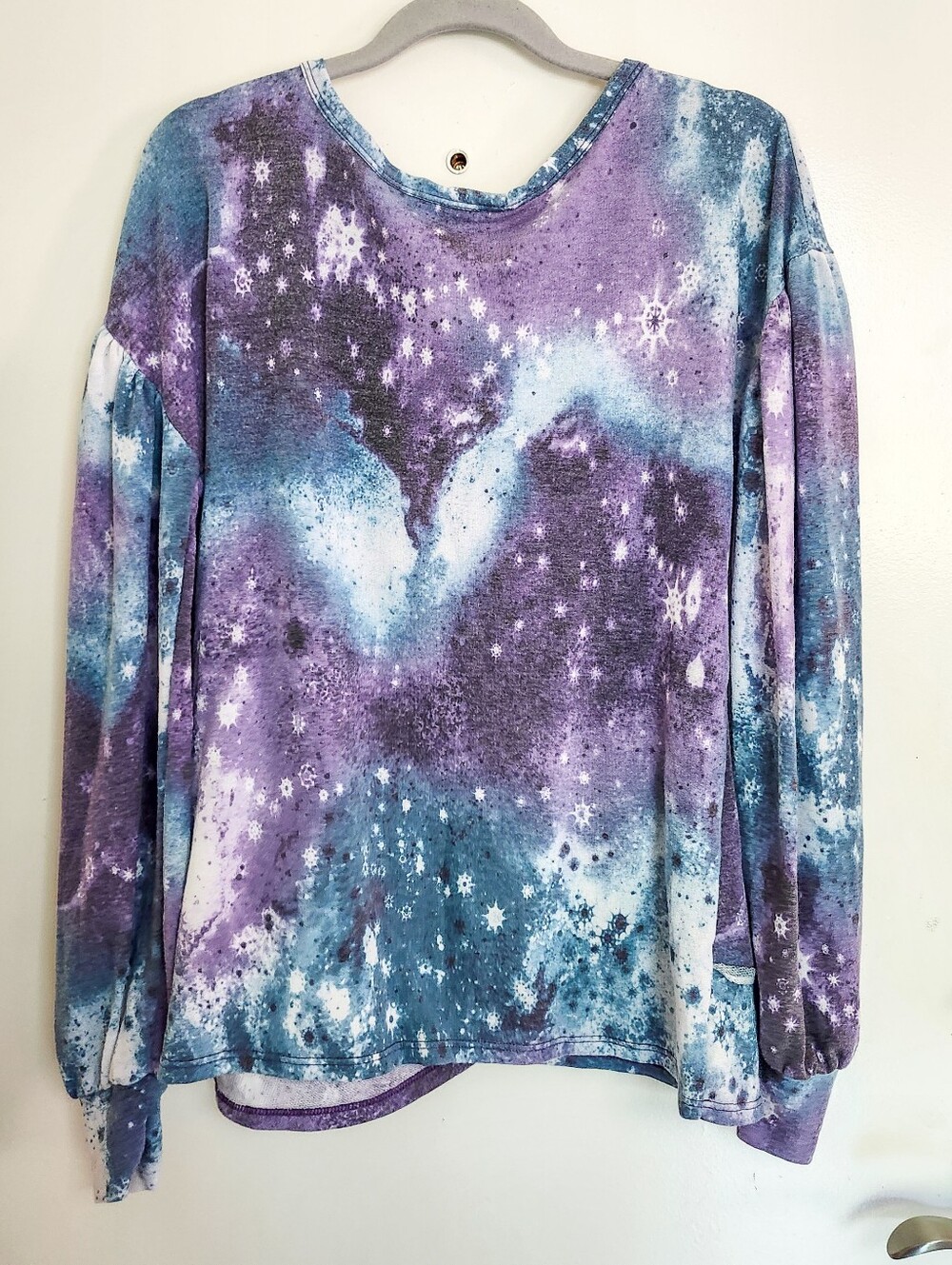 Adora Celestial Galaxy Knit Sweatshirt Purple Blue Whimsigoth Fairy Grunge Small